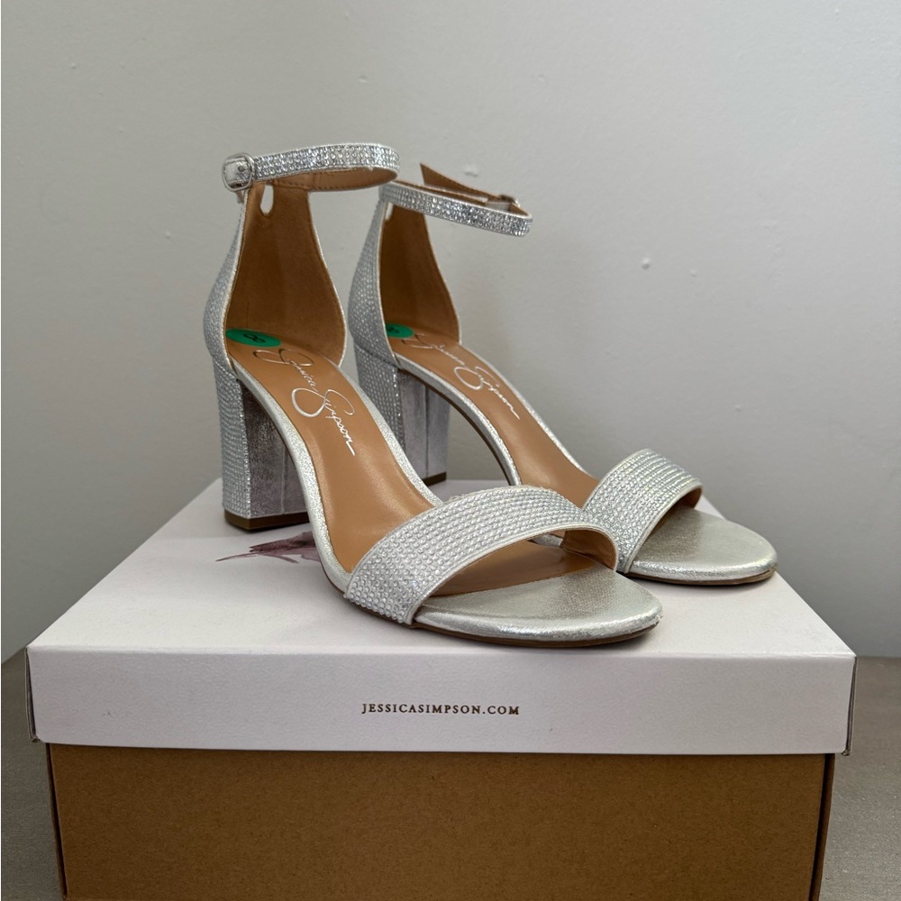 Jessica Simpson Glittering Silver Heels